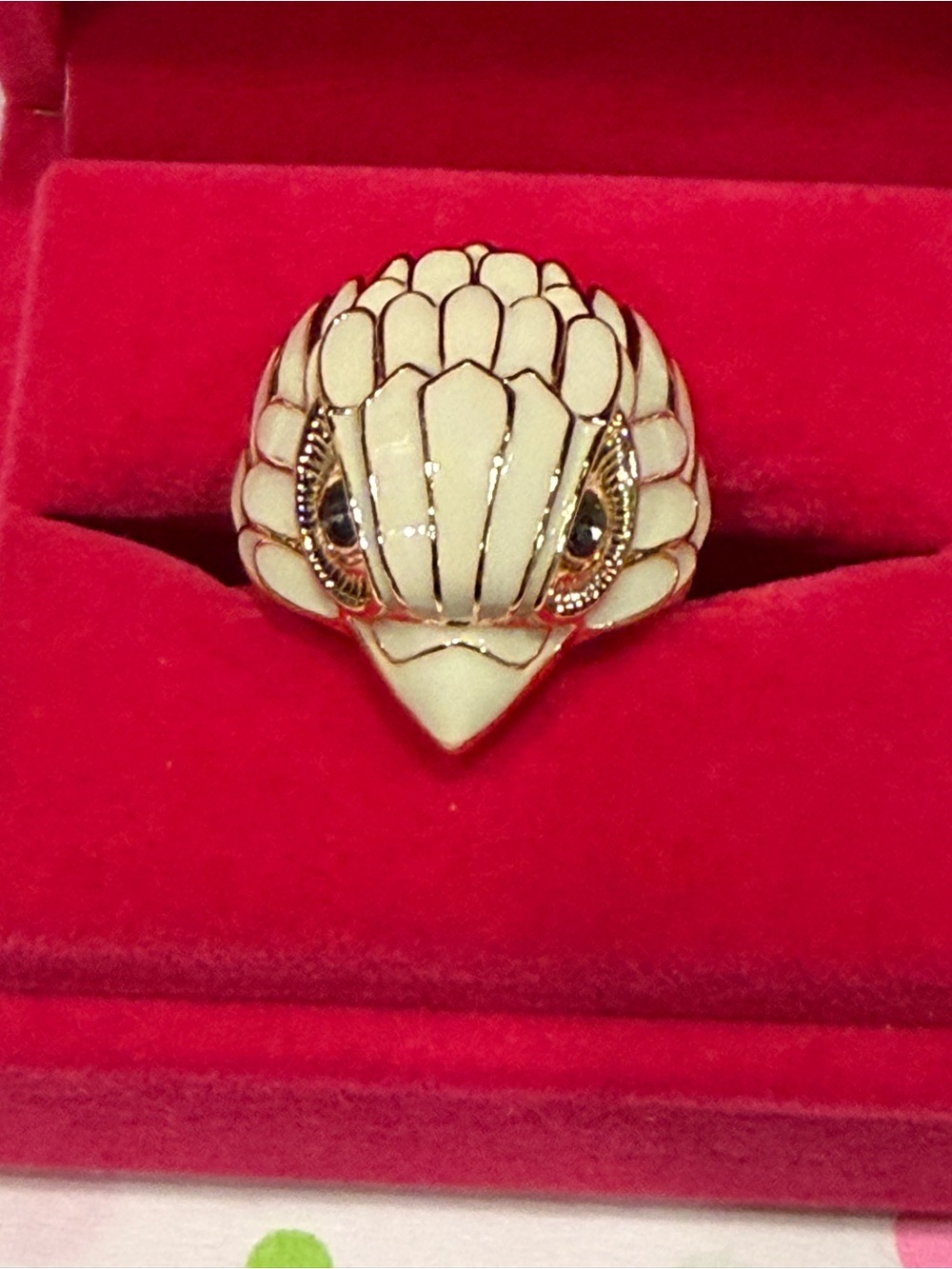 Kurt Geiger London- New Cream Enamel Bird Head Ring - Women Jewelry Size 7